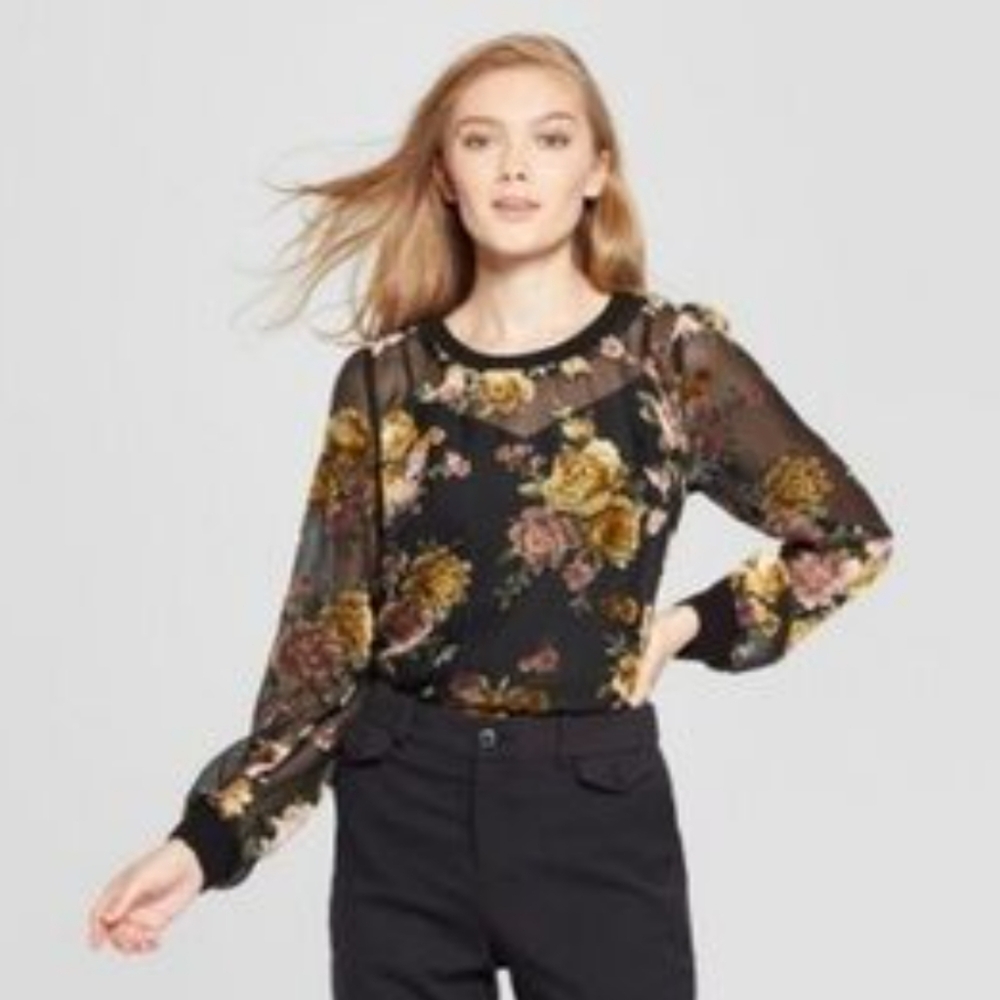Floral sheer blouse